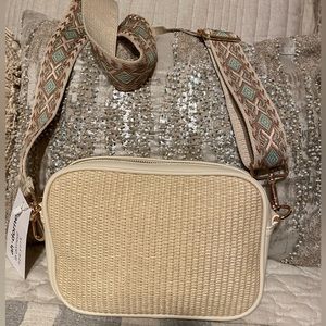 SUPER RARE Ah dorned New York Raffia Crossbody in cream